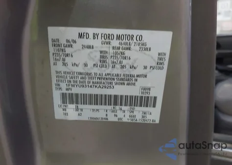 2007 Ford Escape Xlt from USA, damaged, VIN 1FMYU93147KA29253